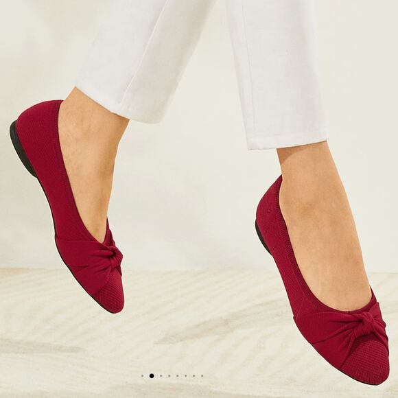 Vivaia Shoes - Vivaia Ruby Red Bibi Almond-Toe Knotted Flats Adorable Knot Style Size 38/7-7.5